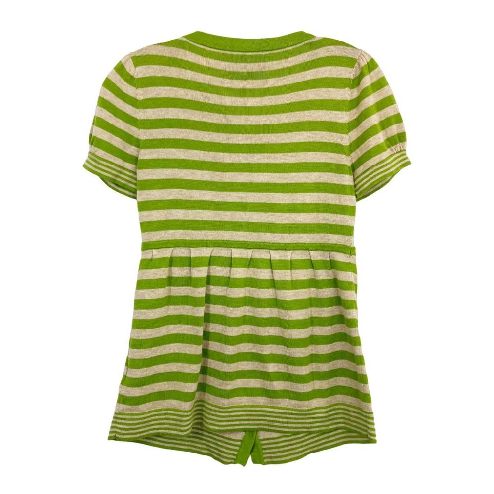 Vintage Juicy Couture Y2K Green‎ Striped Short Sleeve Button Cardigan - Size P - Picture 2 of 4